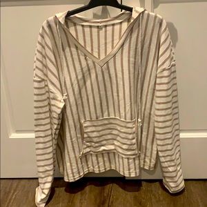 V-neck striped hoodie